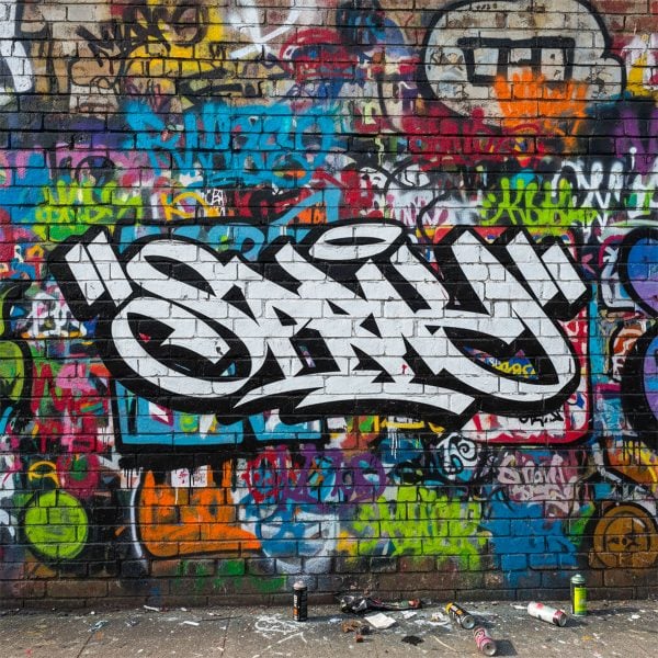 Made with the Wildstyle Graffiti Spray stencil – the raw essence of street art in a burst of color.
