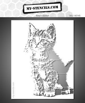 Kitten Stencil – adorable little cat illustration for wall décor or DIY creations