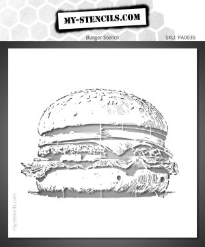 Burger stencil – a raw and expressive graphic design, ready to be used on all your creative surfaces.