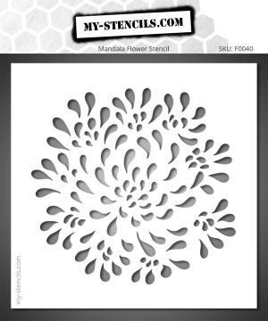 Stencil of a mandala flower with drop-shaped petals radiating from the center