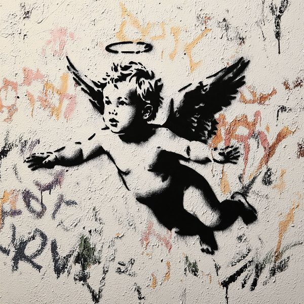 Cherub Street Art Stencil - Alternative view