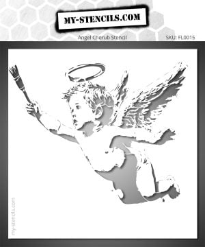 Stencil Cherub Angel with a Brush - High Professional Quality