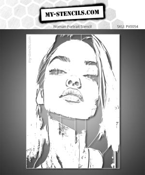 Stencil portrait of a woman with a strong feminine expression in an urban style