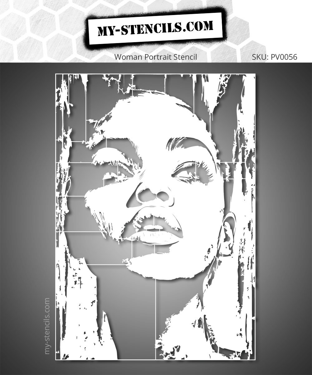 Stencil portrait of a woman in Street Art with precise cutouts