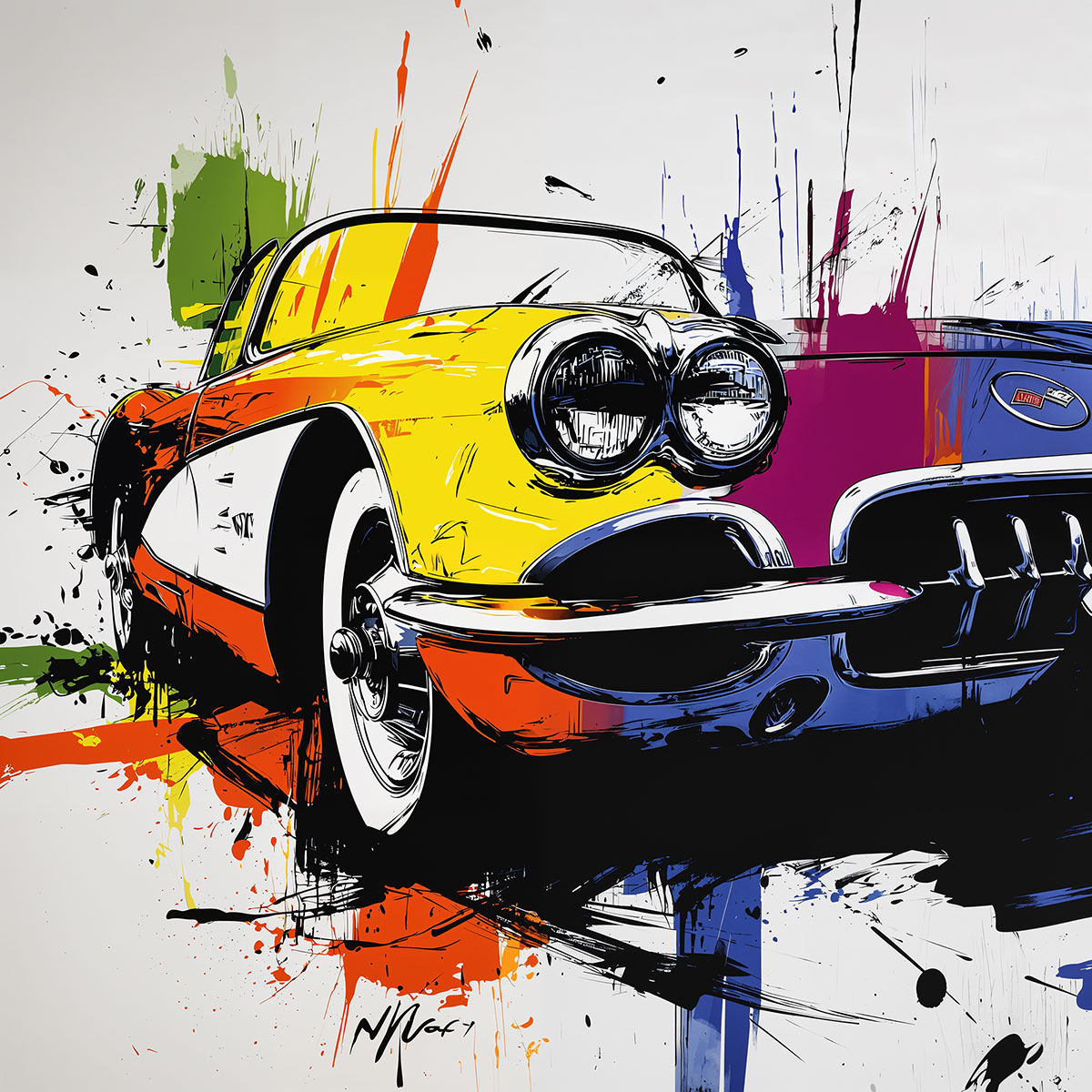 Illustration created using the Chevrolet Corvette stencil – ideal for lovers of American sports cars.