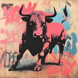 Illustration of a bull on a colorful background