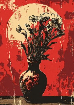 A poetic motif combining natural charm and artistic elegance through the Vase and Wildflower Bouquet stencil.