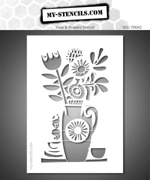 Floral Still Life Stencil, stylized design with modern elegance influenced by Matisse–Dufy