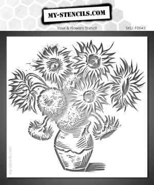 Stencil Van Gogh's Sunflowers reimagined in an urban graffiti style