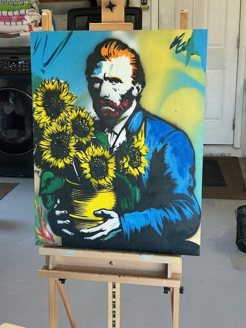 Vincent Van Gogh and His Sunflowers Stencil - IC0002 photo review
