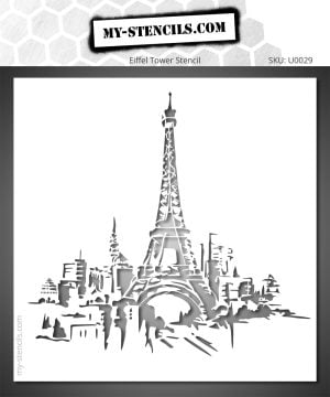 Stencil depicting the Eiffel Tower with the Parisian skyline - urban style wall decoration