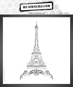 Baroque Eiffel Tower stencil Paris – reusable, ornamental design for wall and furniture decoration