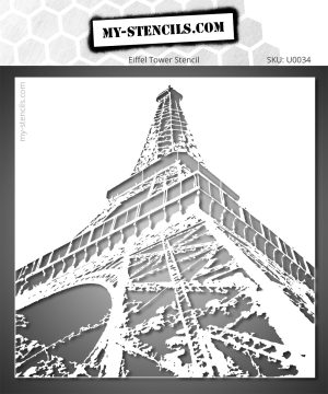 Stencil of the Eiffel Tower from an upward perspective