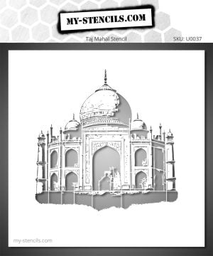 Stencil depicting the Taj Mahal. Perfect for wall decoration, canvases, and travel-inspired creations.
