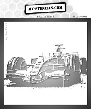 Stencil of a Formula 1 race car viewed from the front - Speed and precision for your creations.