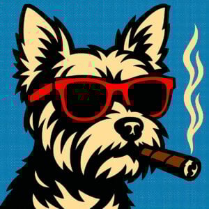 Example of a creation with the colorful rebel dog stencil for trendy and creative interior decor