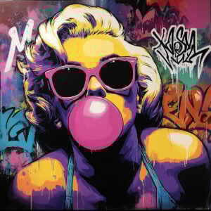 Artistic pop art inspiration with the Marilyn Monroe Bubble Gum stencil - Glam and Fun