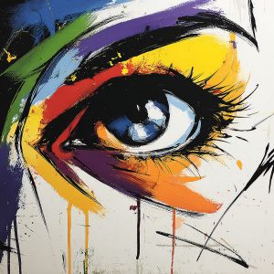 Artwork created with the expressive eye stencil to give a unique artistic look