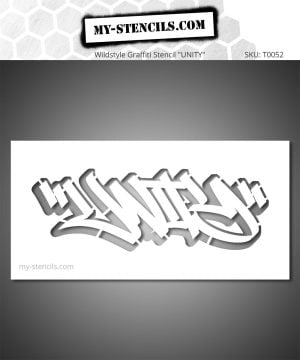 Stencil graffiti wildstyle UNITY - urban tag, urban graffiti lettering, expressive visual conveying a message of unity