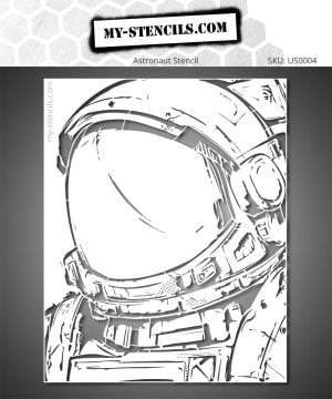 Stencil of a space helmet inspired by space exploration. Perfect for creating original street art and pop art works.