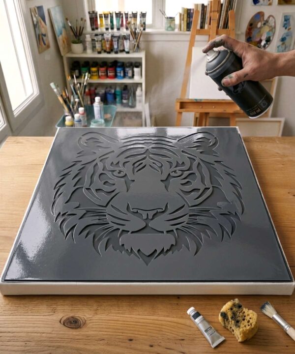 Tiger Head Stencil - A0003 - Alternative view