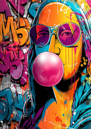 Artistic inspiration created with the Mona Lisa Bubble Gum Attitude Stencil