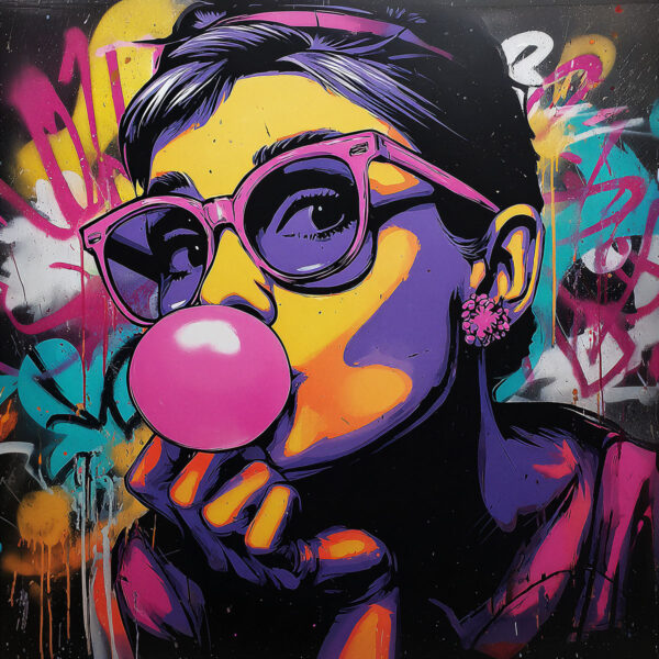Audrey Hepburn Bubble Gum Stencil - Alternative view
