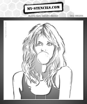 Stencil of a French female icon with chewing gum - A fun and casual style