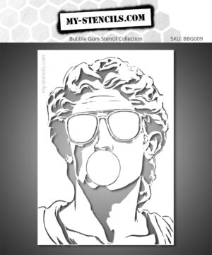 Stencil of the Statue of David with sunglasses and chewing gum