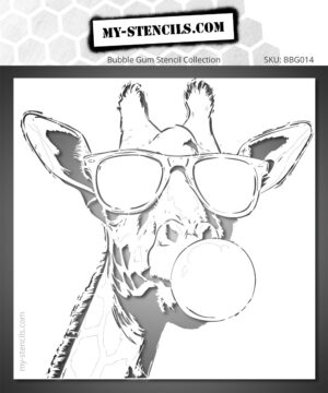 Stencil of a giraffe with glasses and bubble gum - Fun and playful