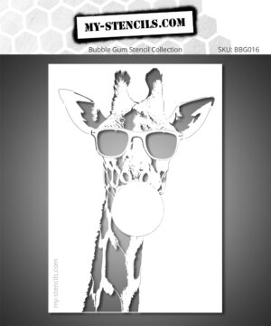 Stenciled giraffe with sunglasses and chewing gum