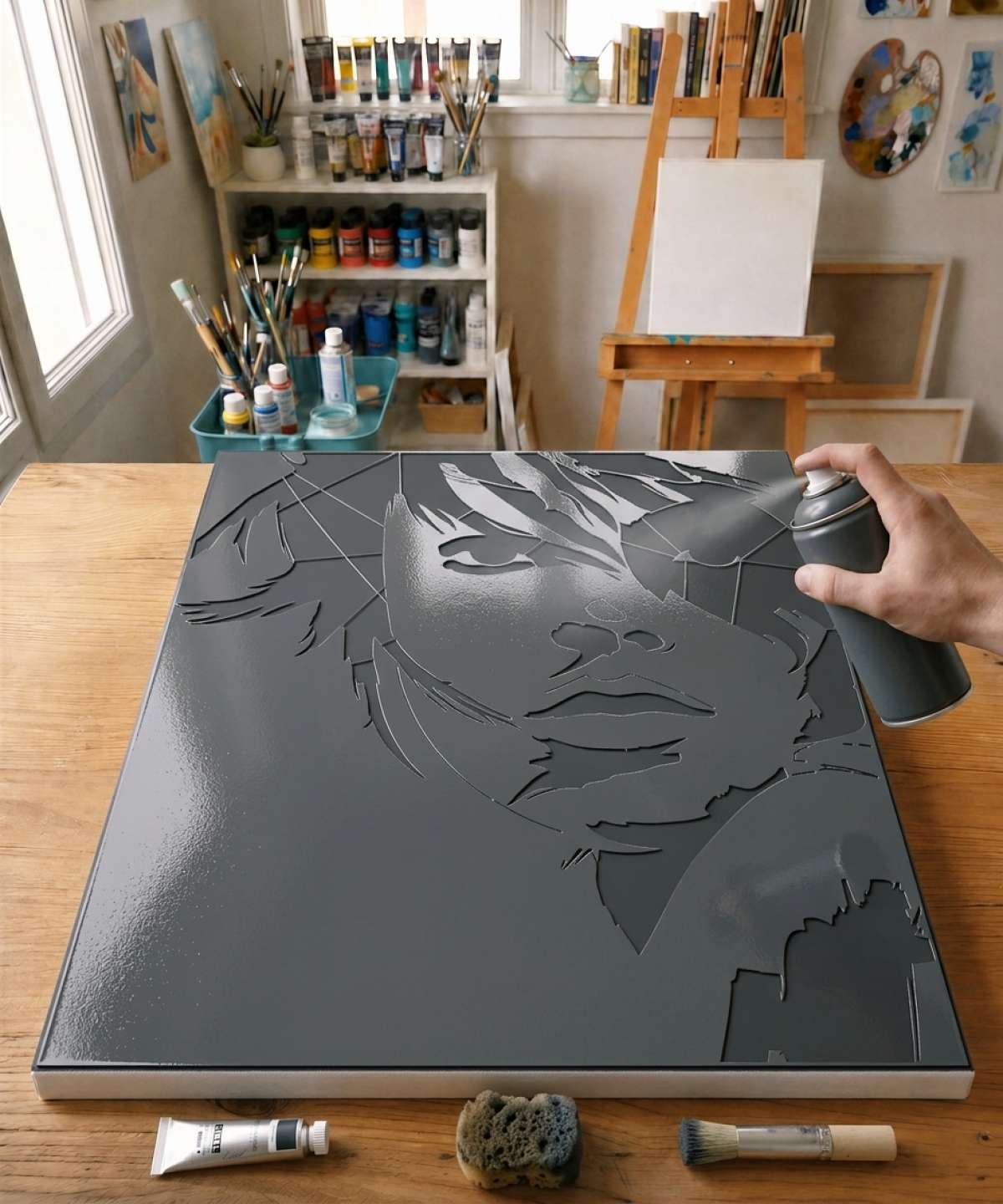 Pochoir Portrait Explosif