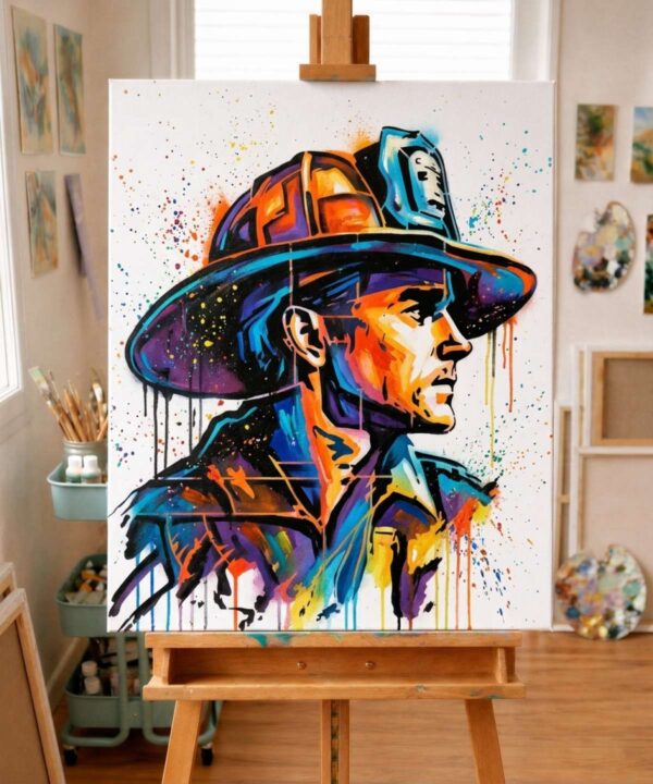Abstract Firefighter Stencil - Perfect for Murals and Pop-Art Creations