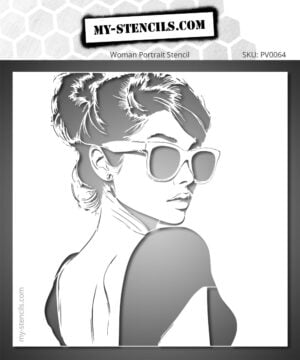 Elegant Woman Stencil with Sunglasses and a Chic, Sensual Pose.
