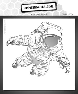 Stencil depicting an astronaut in zero gravity