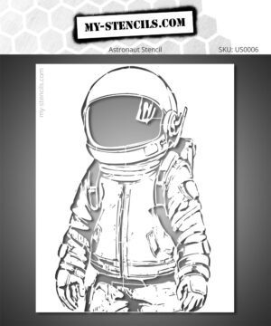 Stencil of a little astronaut in a spacesuit - Between dream and exploration