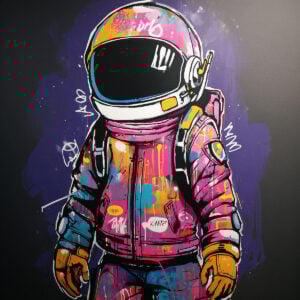 Painting of a child cosmonaut created with the