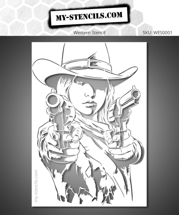 Armed Cowgirl Stencil