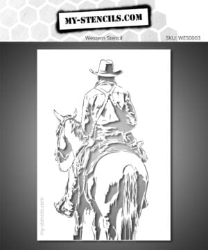 Stencil of a cowboy on horseback - Western image