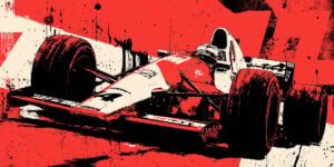 Artistic illustration of a race car easily created with the Formula 1 stencil