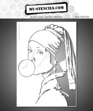 Stencil of a young girl with Bubble Gum Pearl Attitude - A unique collection