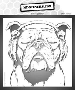Stenciled Music-Loving Bulldog with Headphones