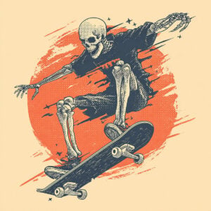 Illustration inspired by the Skeleton Skater stencil