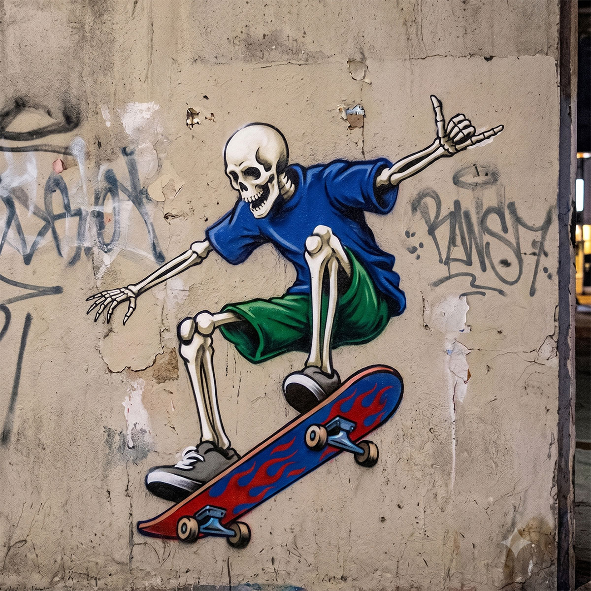Stencil skeleton for teen bedroom and urban art
