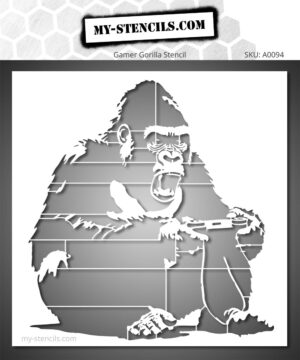 Stencil of a gorilla playing a video game