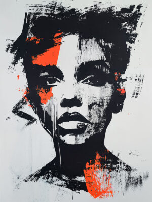 Artistic result of the raw fragments portrait stencil