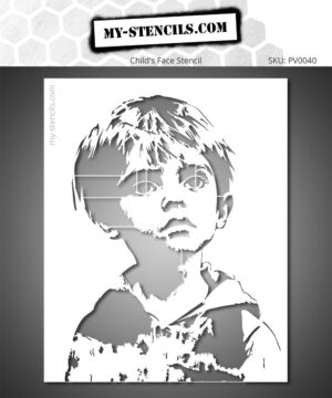 Stencil depicting a child's face - street art style