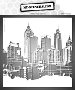 Urban Skyline Stencil with Skyscrapers and Metropolitan Architecture