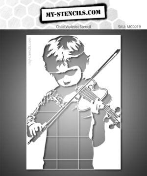 Stencil Child Violinist - A unique and reusable stencil of a boy playing the violin