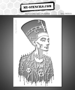 Stencil depicting the famous Egyptian queen Nefertiti in punk style